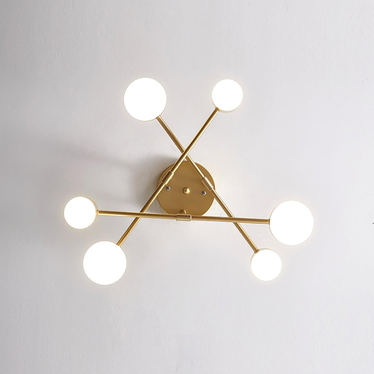 Contemporary Brass Globe LED Sputnik Ceiling Light 6-Light