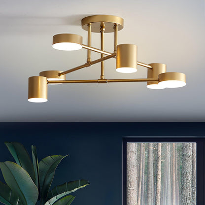 Contemporary Brass Globe LED Sputnik Ceiling Light 6-Light