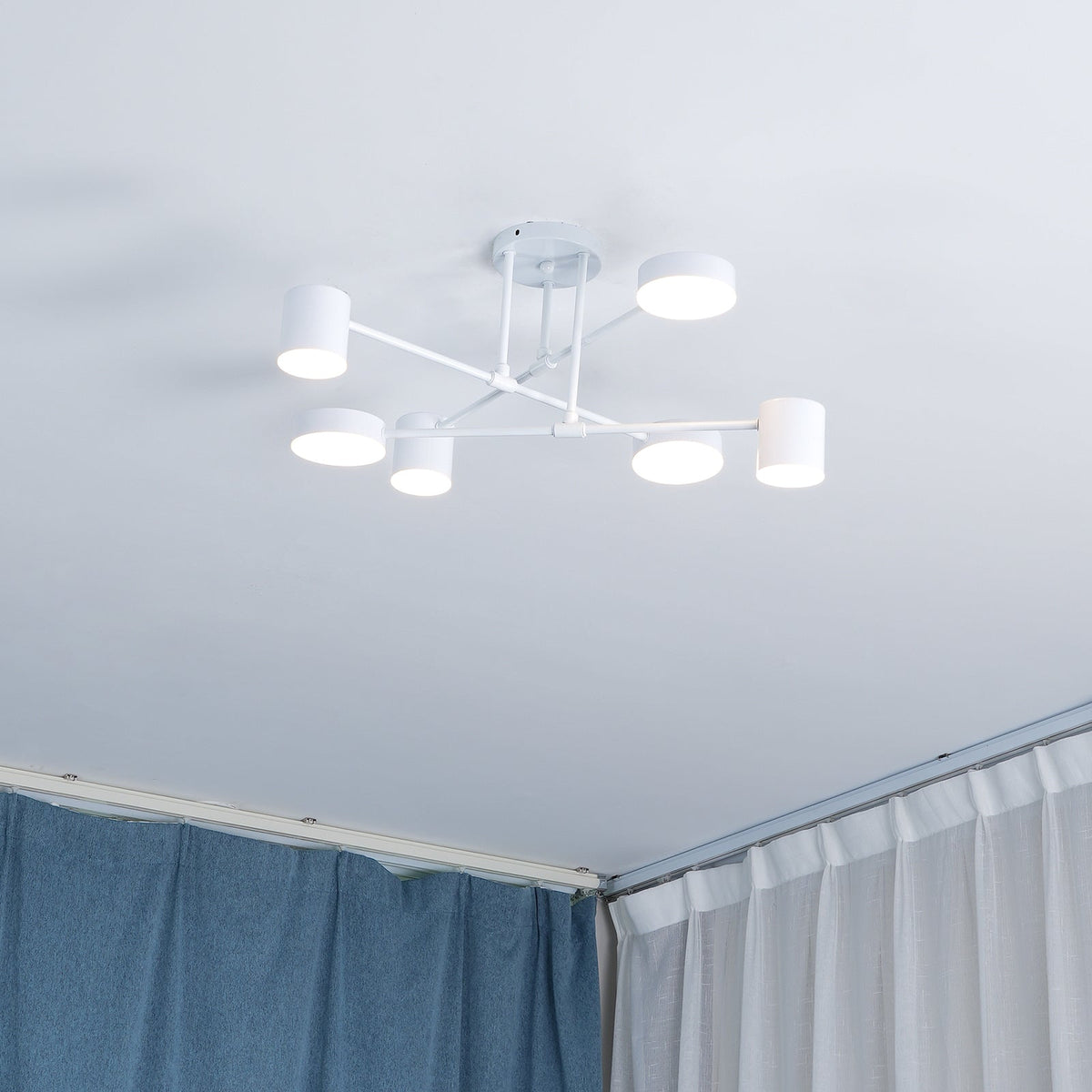 Contemporary Brass Globe LED Sputnik Ceiling Light 6-Light