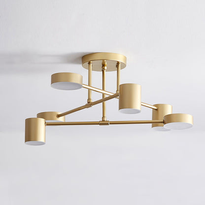 Contemporary Brass Globe LED Sputnik Ceiling Light 6-Light