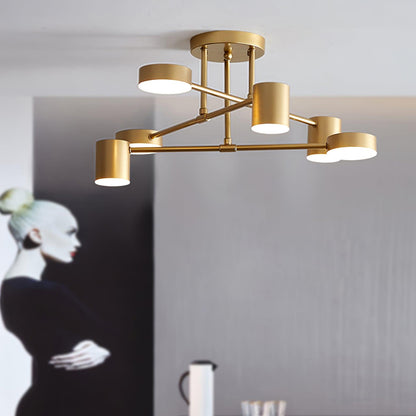 Contemporary Brass Globe LED Sputnik Ceiling Light 6-Light