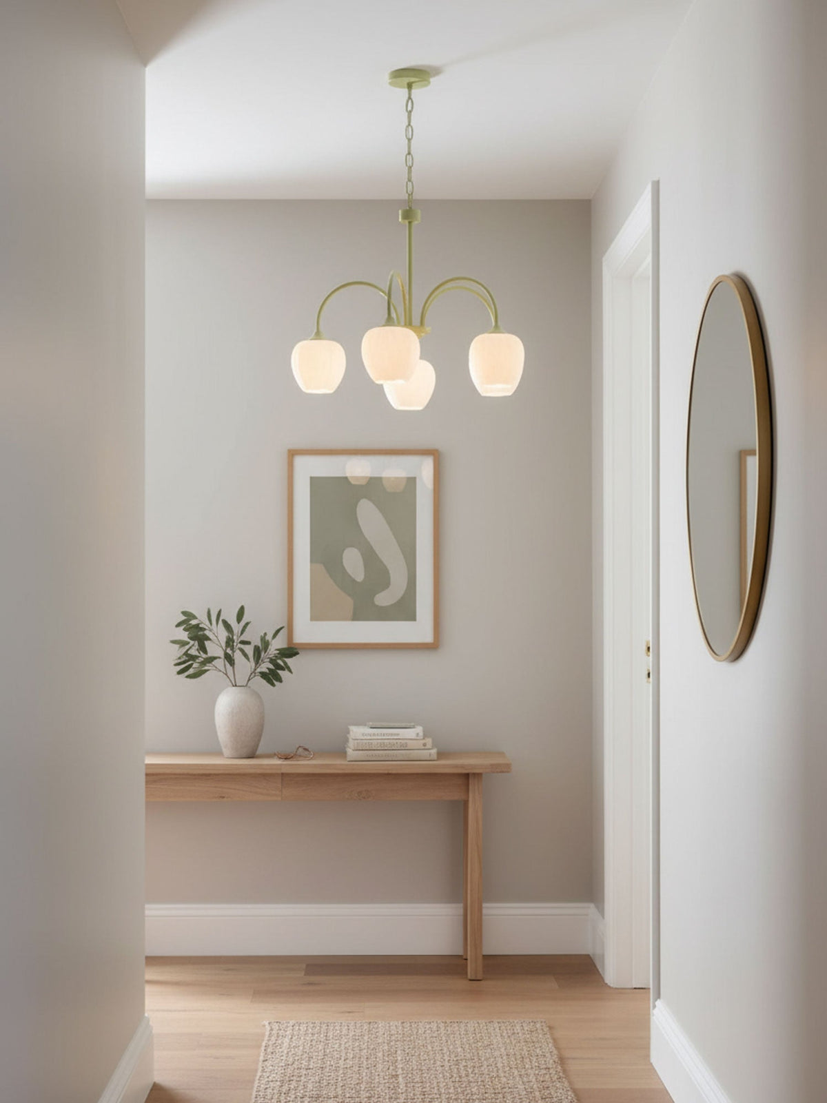 Contemporary Iron Curved Arms Chandelier 5-Light