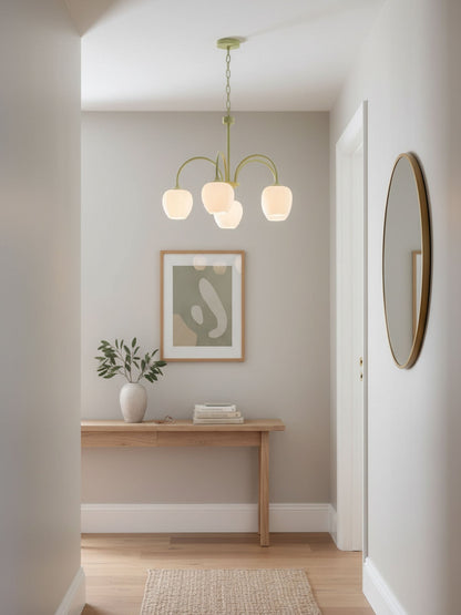 Contemporary Iron Curved Arms Chandelier 5-Light