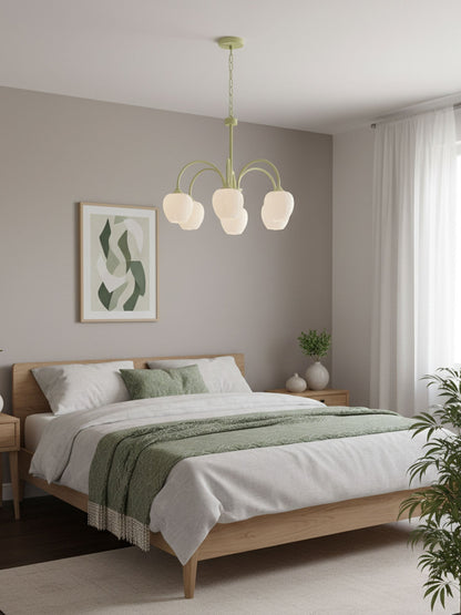 Contemporary Iron Curved Arms Chandelier 5-Light