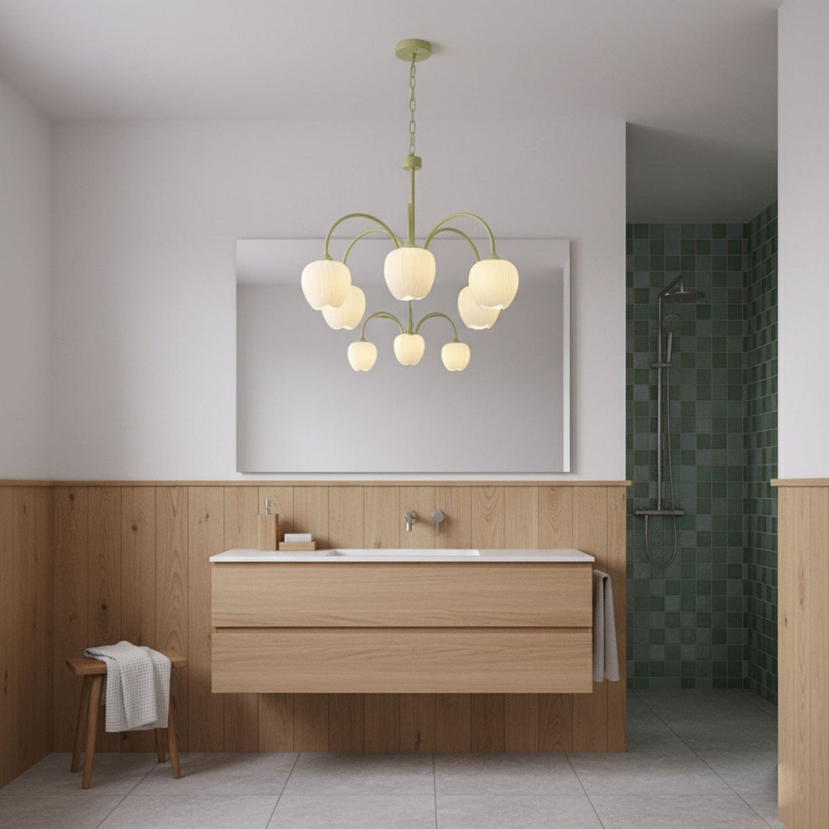 Contemporary Iron Curved Arms Chandelier 5-Light