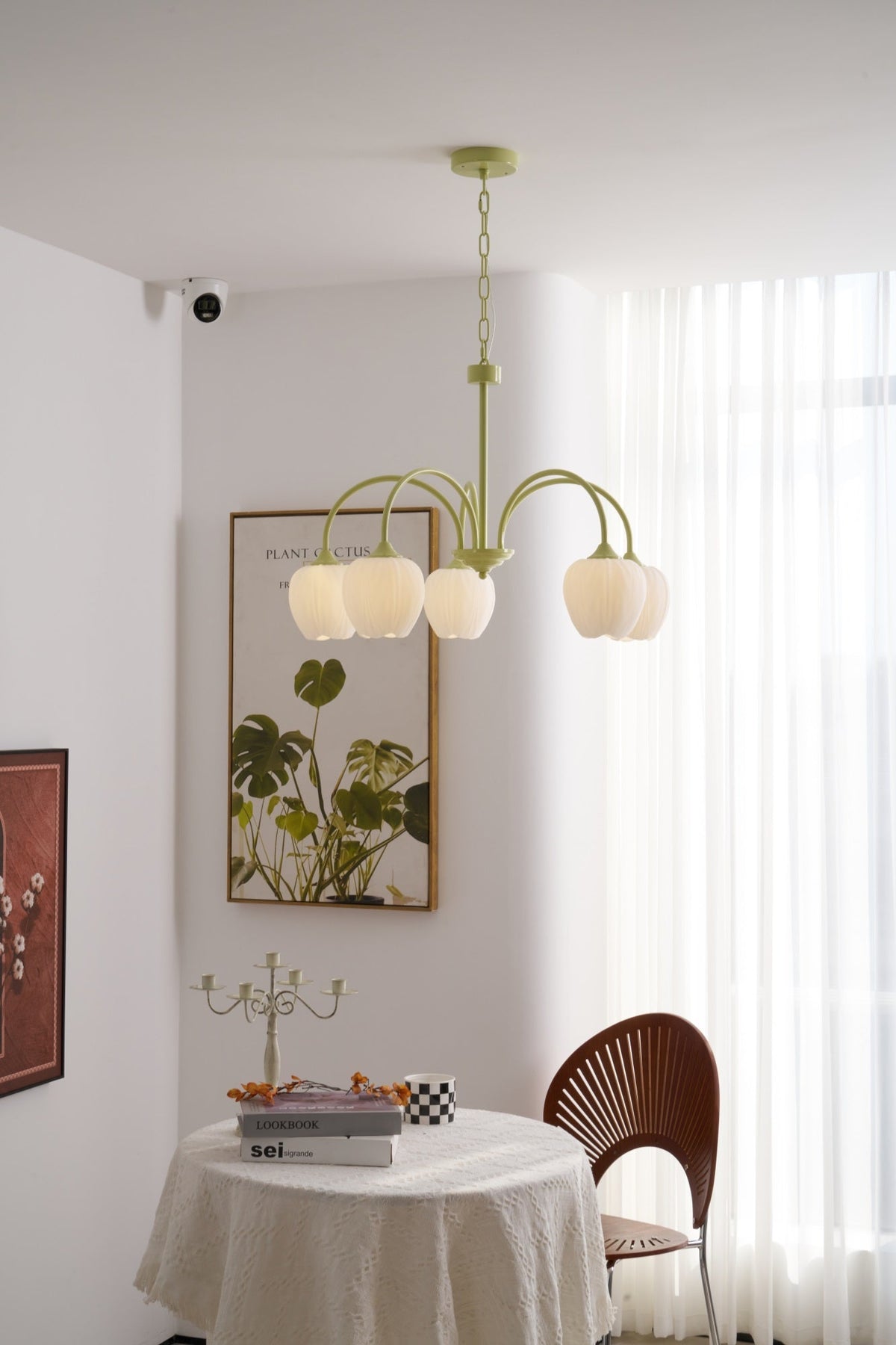 Contemporary Iron Curved Arms Chandelier 5-Light