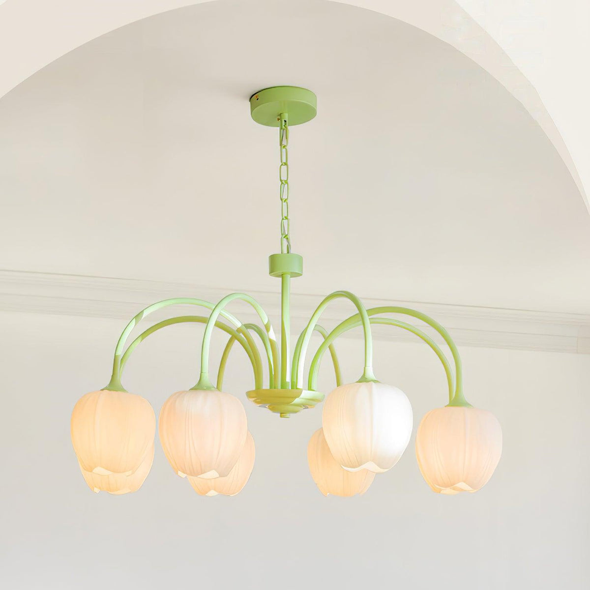 Contemporary Iron Curved Arms Chandelier 5-Light