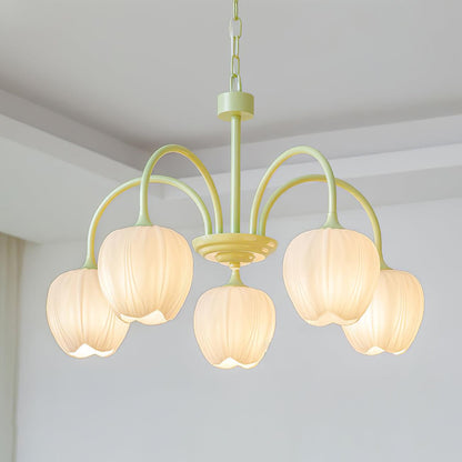 Contemporary Iron Curved Arms Chandelier 5-Light