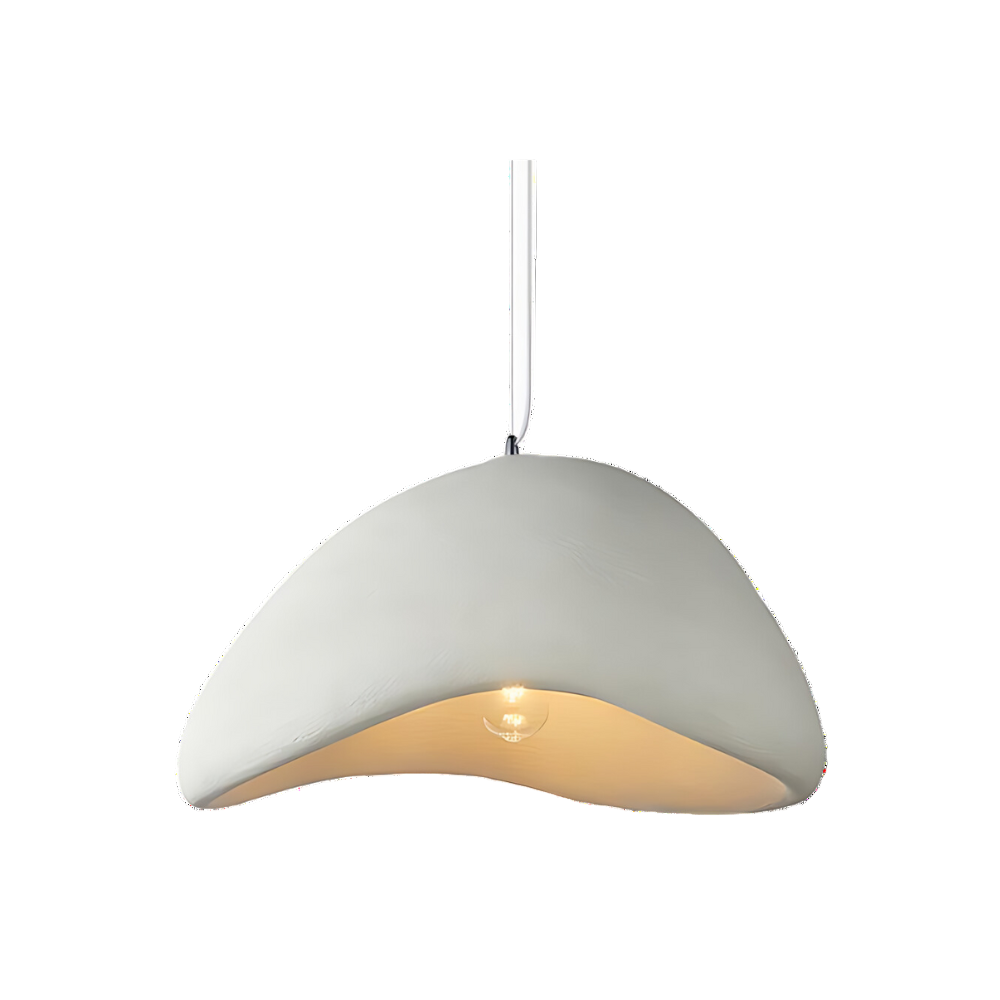 Japandi Polystyrene Textured Shade Pendant Light 1-Light