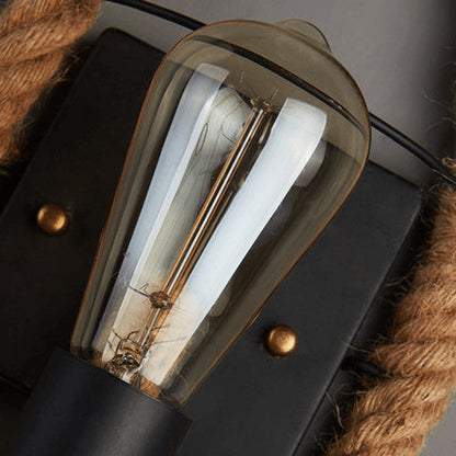 Retro Rope Round Wall Sconce Lamp 1-Light