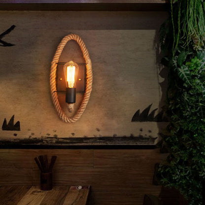 Retro Rope Round Wall Sconce Lamp 1-Light
