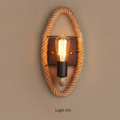 Retro Rope Round Wall Sconce Lamp 1-Light