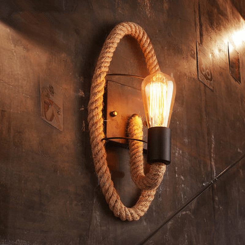 Retro Rope Round Wall Sconce Lamp 1-Light