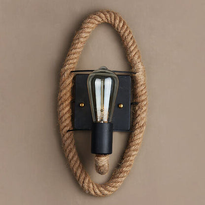 Retro Rope Round Wall Sconce Lamp 1-Light