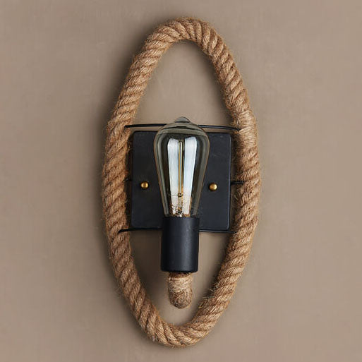 Retro Rope Round Wall Sconce Lamp 1-Light