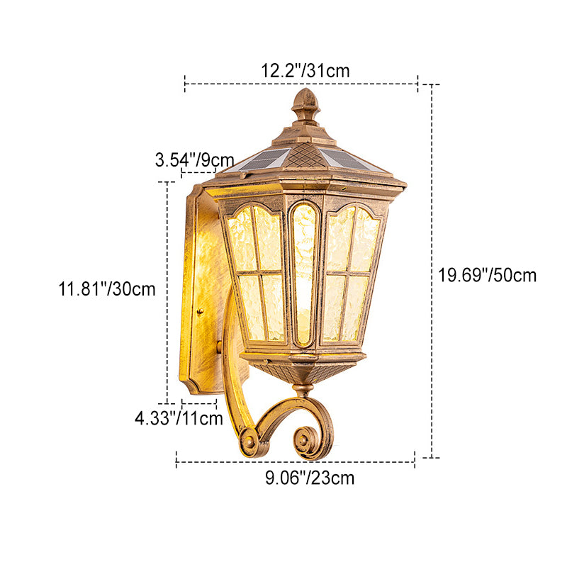 Retro Solar Glass Lantern Wall Sconce 1-Light