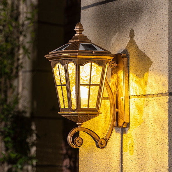 Retro Solar Glass Lantern Wall Sconce 1-Light