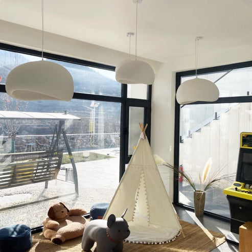 Japandi Polystyrene Textured Shade Pendant Light 1-Light