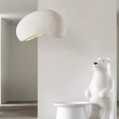 Japandi Polystyrene Textured Shade Pendant Light 1-Light