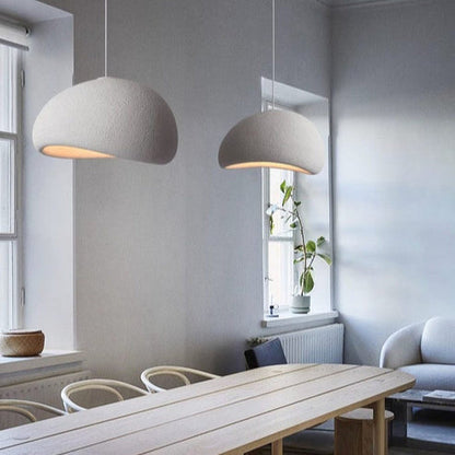 Japandi Polystyrene Textured Shade Pendant Light 1-Light
