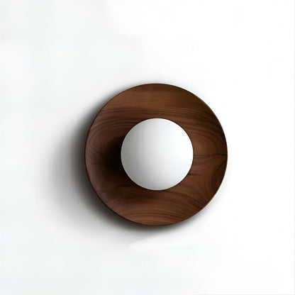 Nordic Wood Globe Shade Wall Light 1-Light