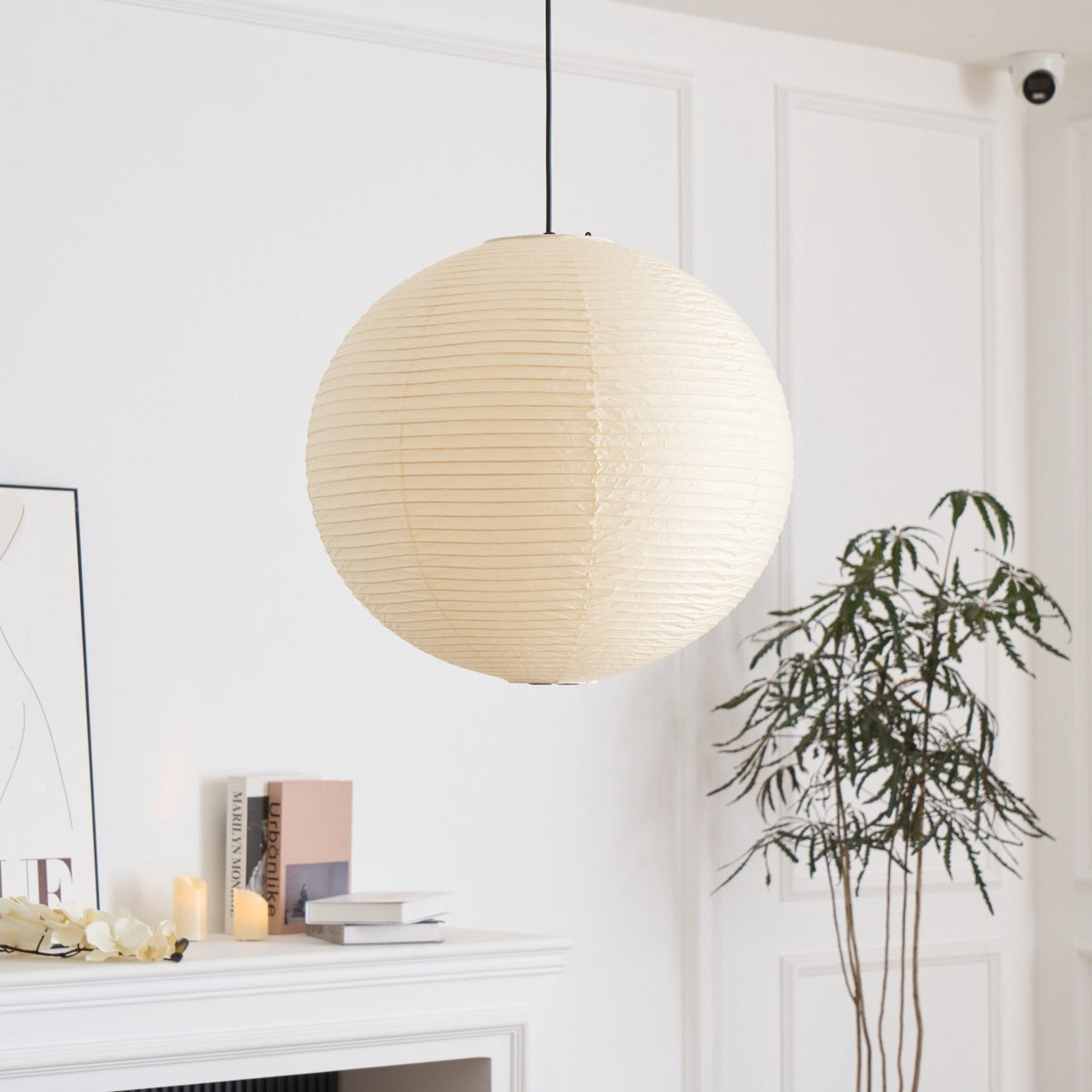 Japanese Washi Paper Globe Pendant Light 1-Light