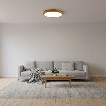 Contemporary Nordic Round Wooden LED Flush Mount Ceiling 1-Light
