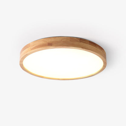 Contemporary Nordic Round Wooden LED Flush Mount Ceiling 1-Light