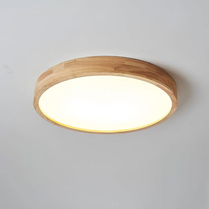 Contemporary Nordic Round Wooden LED Flush Mount Ceiling 1-Light