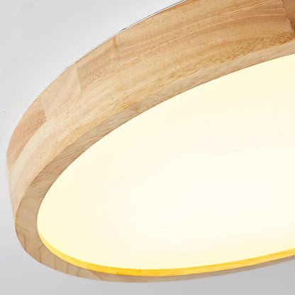 Contemporary Nordic Round Wooden LED Flush Mount Ceiling 1-Light