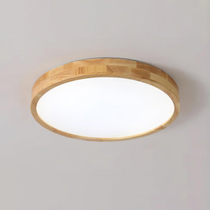 Contemporary Nordic Round Wooden LED Flush Mount Ceiling 1-Light