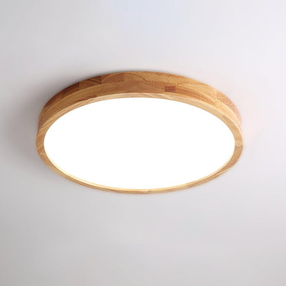 Contemporary Nordic Round Wooden LED Flush Mount Ceiling 1-Light