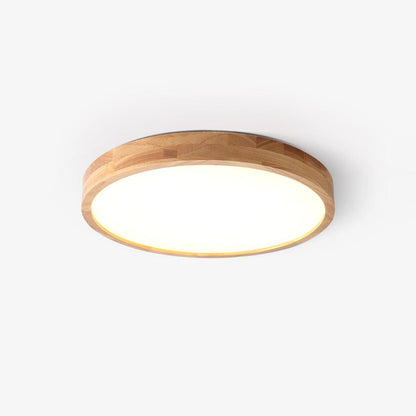 Contemporary Nordic Round Wooden LED Flush Mount Ceiling 1-Light