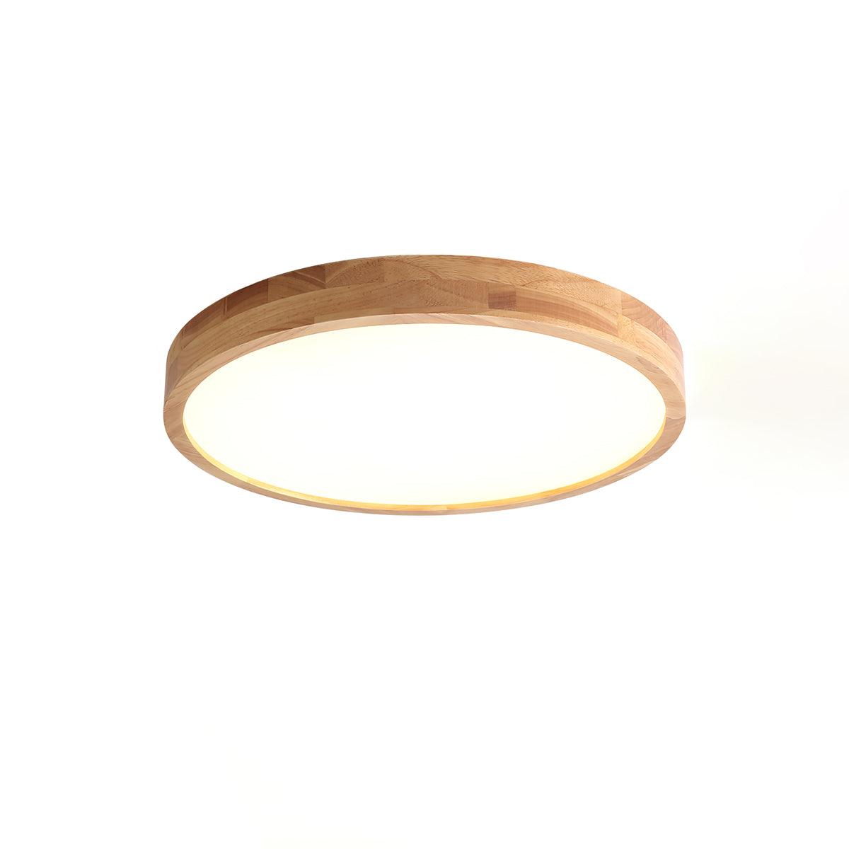 Contemporary Nordic Round Wooden LED Flush Mount Ceiling 1-Light
