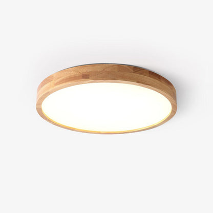 Contemporary Nordic Round Wooden LED Flush Mount Ceiling 1-Light