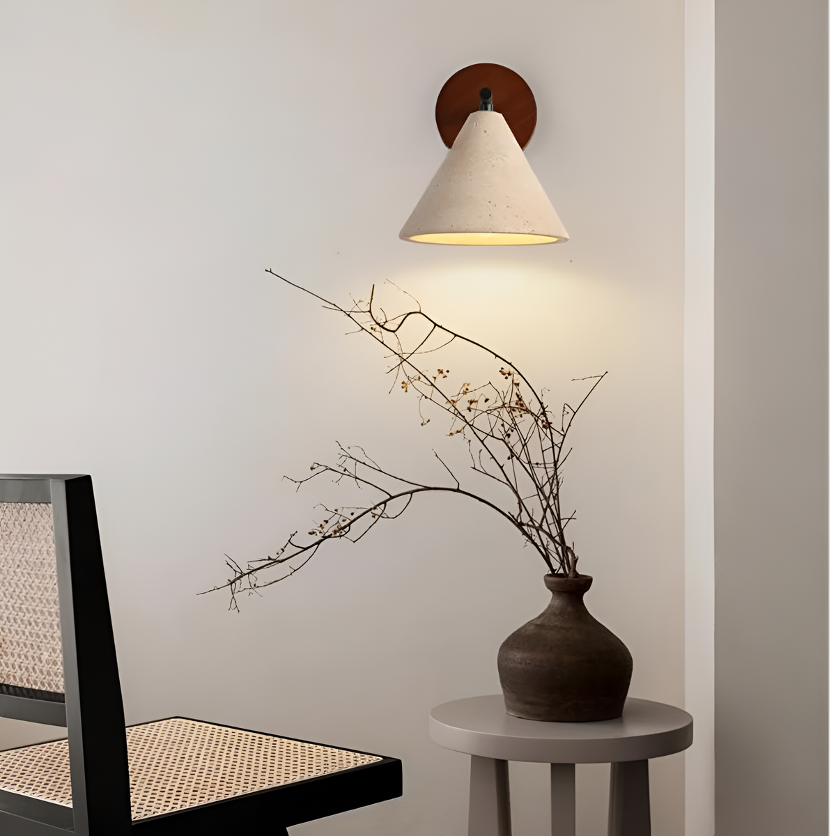 Contemporary Travertine Cone Wall Sconce LED 1-Light