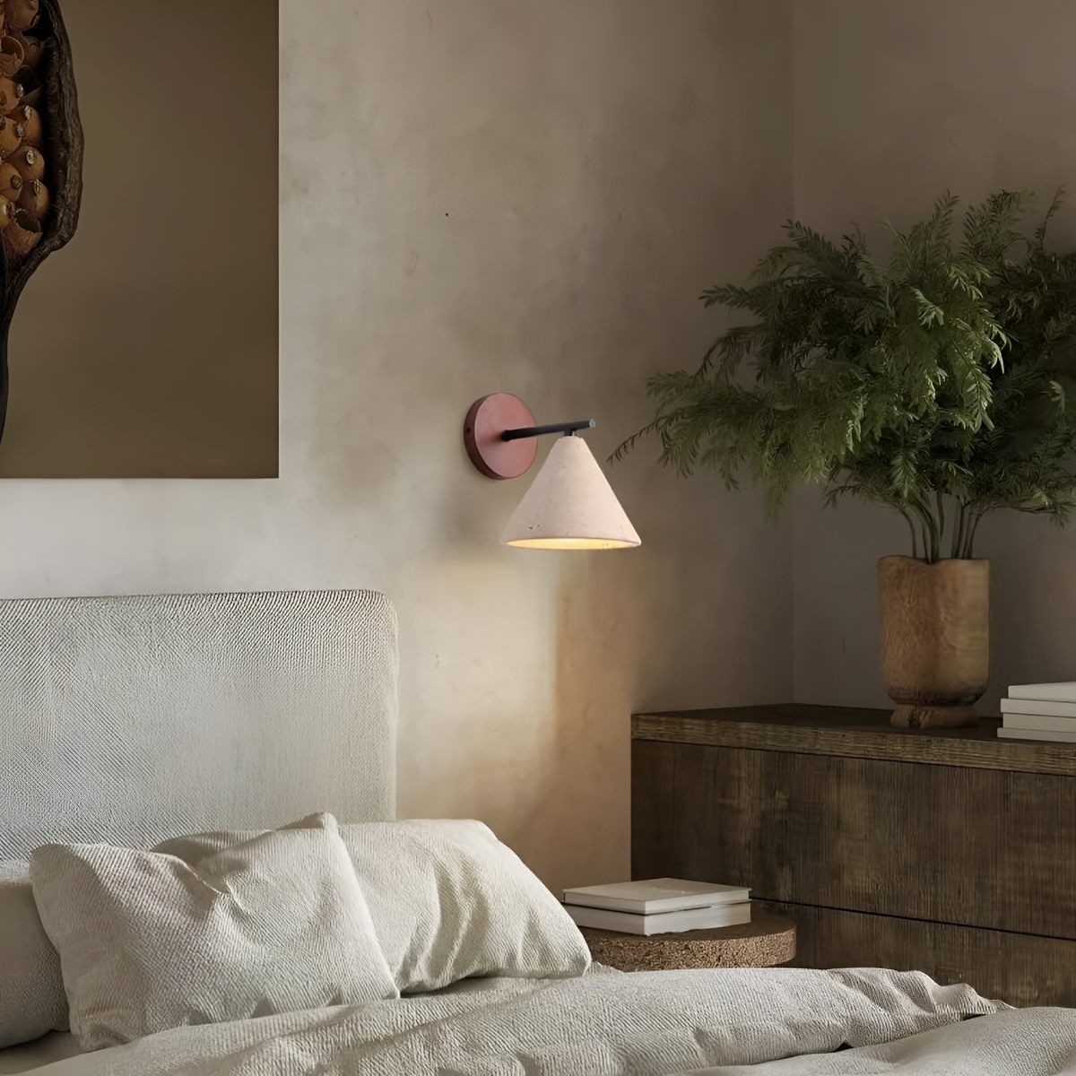 Contemporary Travertine Cone Wall Sconce LED 1-Light