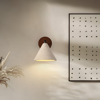 Contemporary Travertine Cone Wall Sconce LED 1-Light