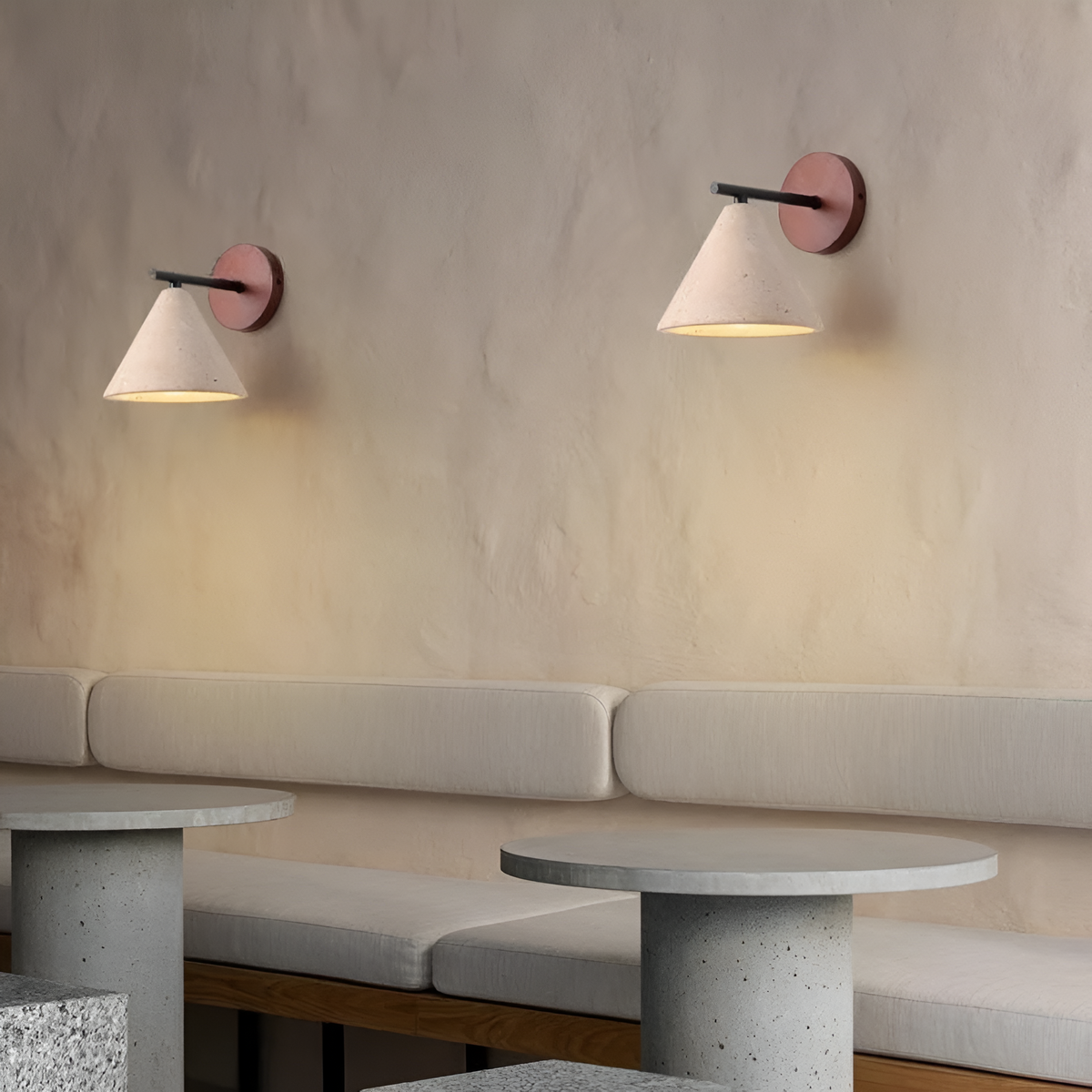 Contemporary Travertine Cone Wall Sconce LED 1-Light