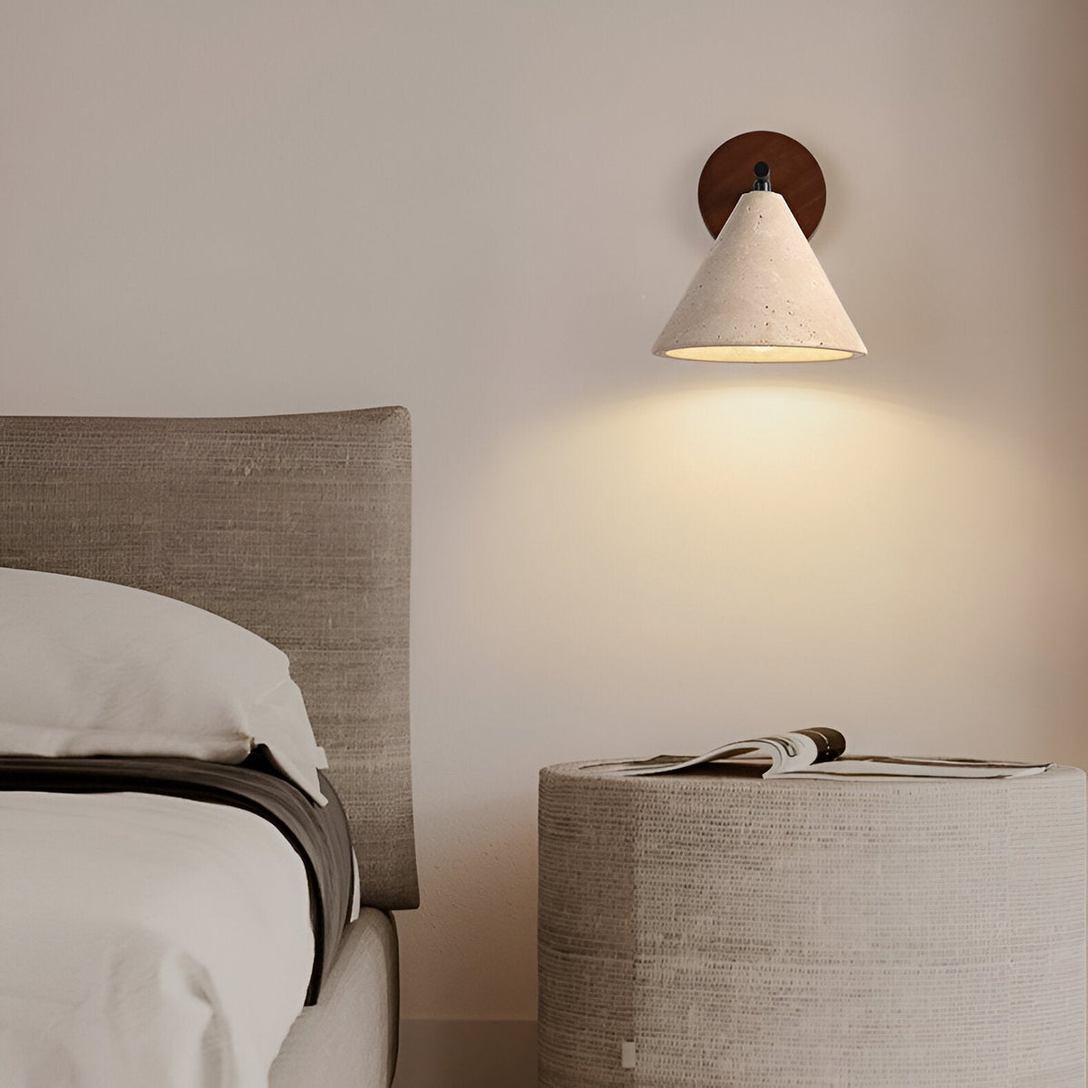 Contemporary Travertine Cone Wall Sconce LED 1-Light