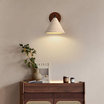 Contemporary Travertine Cone Wall Sconce LED 1-Light