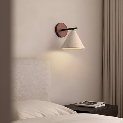 Contemporary Travertine Cone Wall Sconce LED 1-Light
