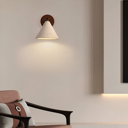 Contemporary Travertine Cone Wall Sconce LED 1-Light