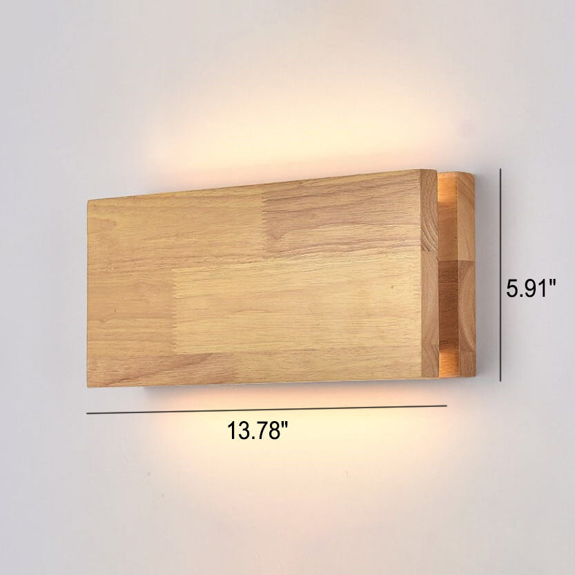 Japanese Wooden Square LED Wall Light | 1-Light