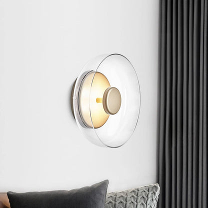 Minimal Brass & Glass Round Wall Sconce LED 1-Light
