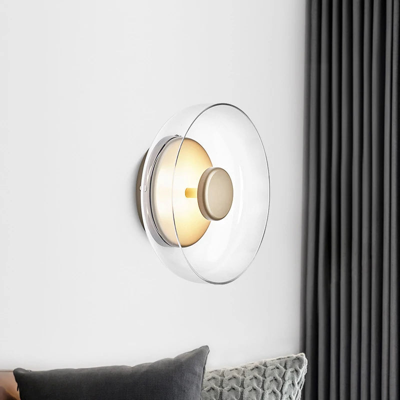 Minimal Brass & Glass Round Wall Sconce LED 1-Light