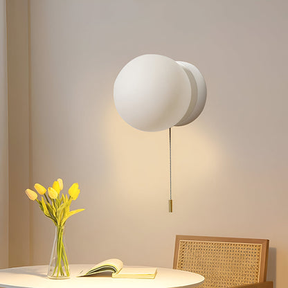 Scandinavian Minimalist Glass Globe Wall Sconce LED 1-Light with Pull Cord