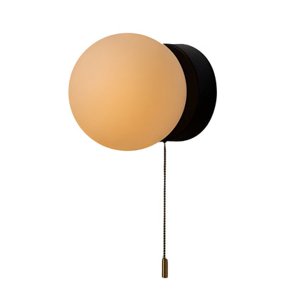 Scandinavian Minimalist Glass Globe Wall Sconce LED 1-Light with Pull Cord