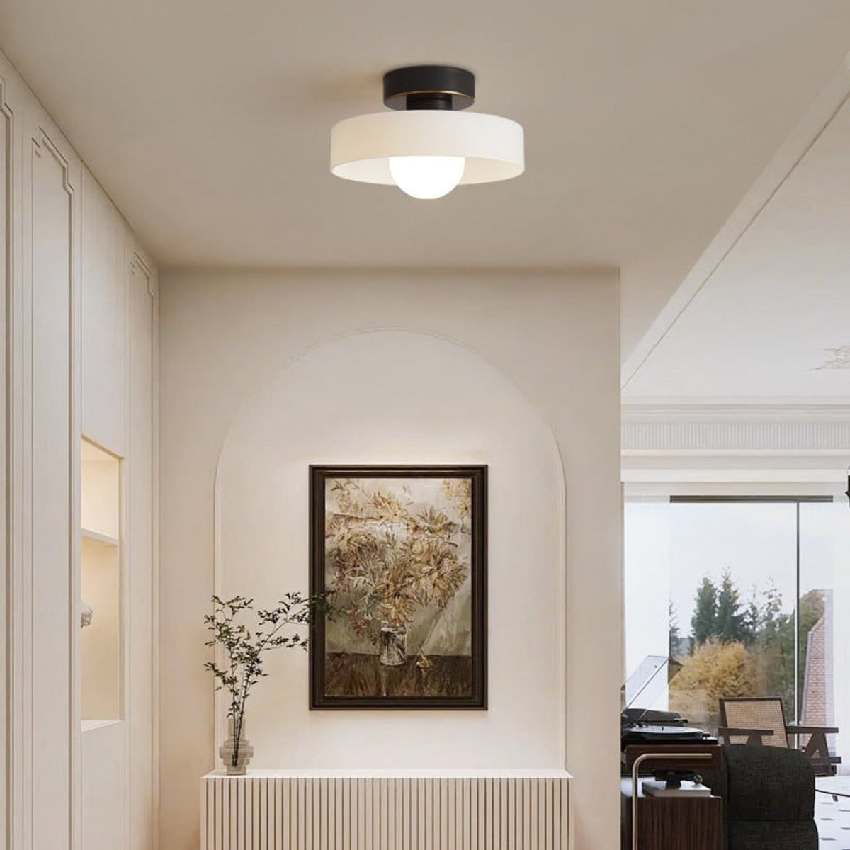 Ceiling Light LED Round Shade Exposed Bulb For Hallway