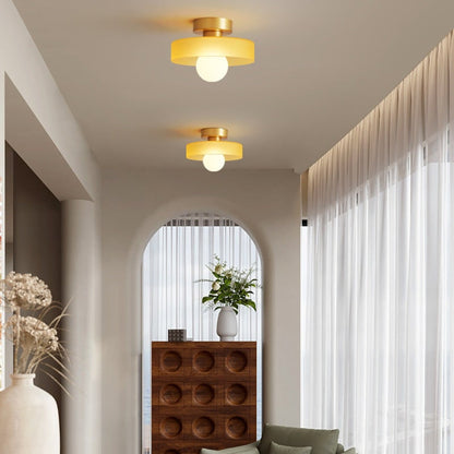 Ceiling Light LED Round Shade Exposed Bulb For Hallway
